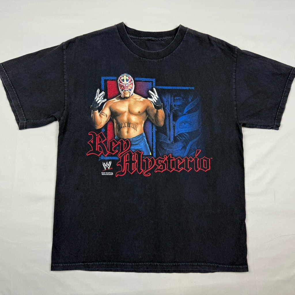Vtg Y2k Wwe Rey Mysterio Mens T-Shirt Sz Medium Boxy Wrestling Black B7
